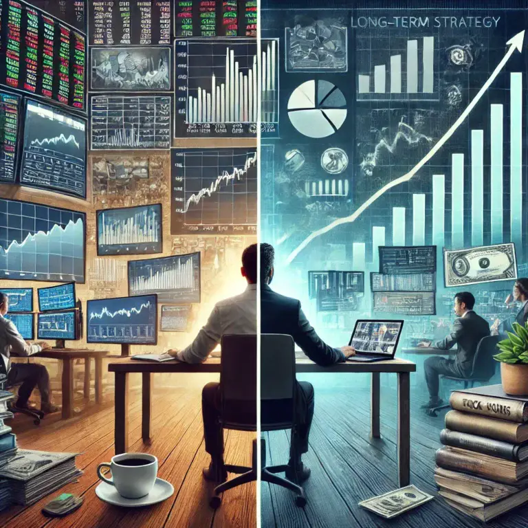 A-split-image-comparison-of-a-trader-and-an-investor