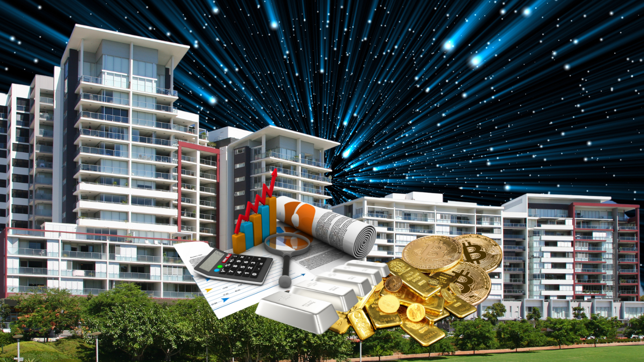 Diversification - images representing business, property, shares, crypto, gold and silve